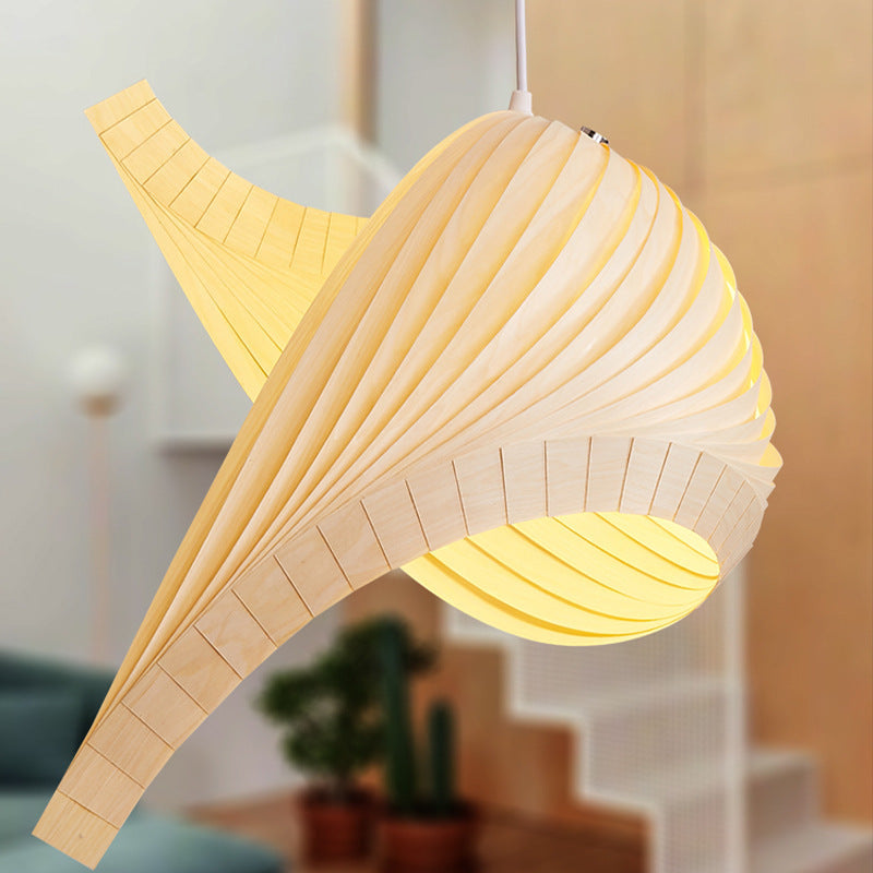 Woven Wood Restaurant Pendant Light