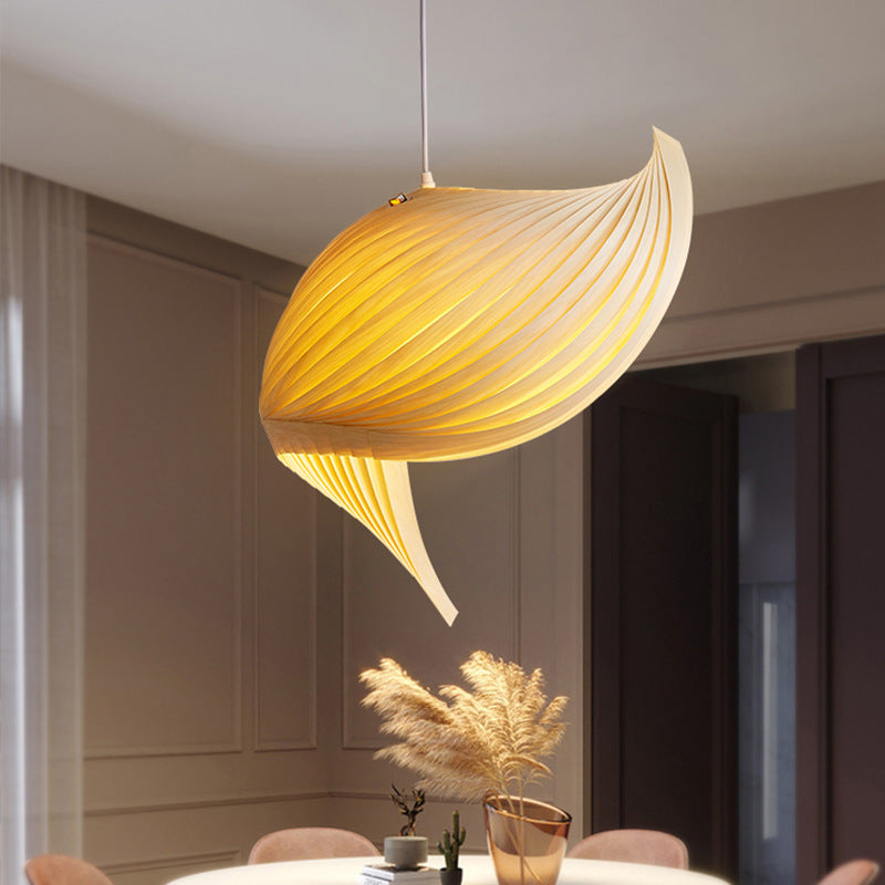 Woven Wood Restaurant Pendant Light