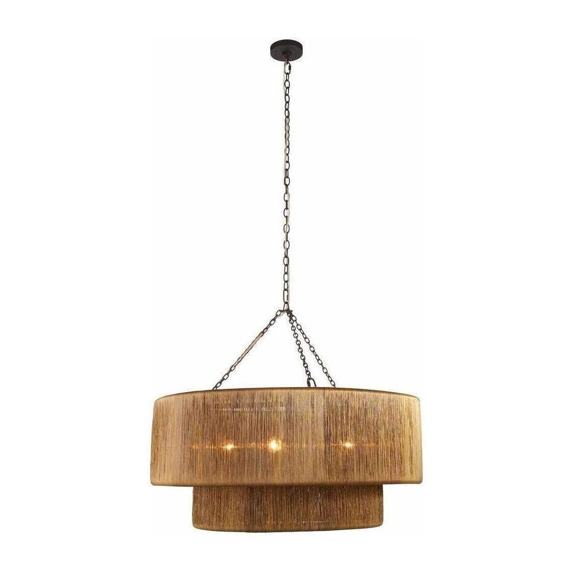 Wrapped Brass Wire Tiered Drum Chandelier