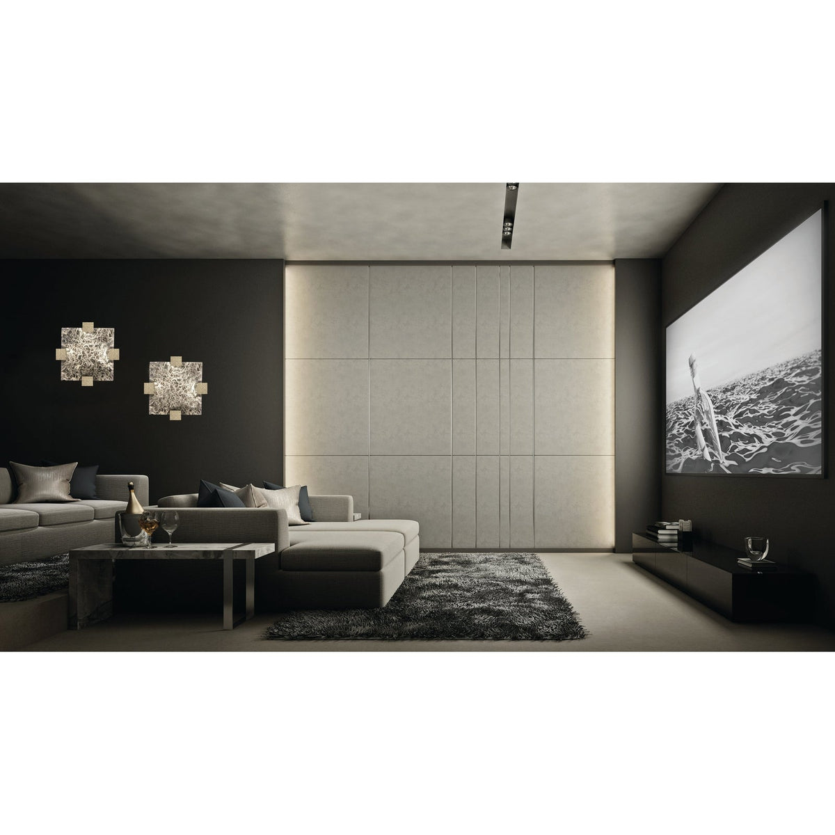 Zen Rake Cast Glass Waterproof LED Ceiling Light