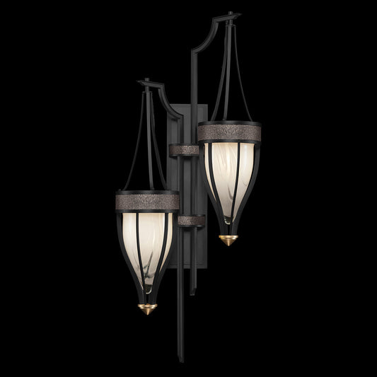 Zephyr Glass Shagreen Mixed-Metal Wall Sconce